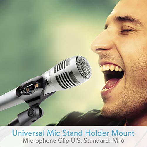 image for Pyle Desktop Microphone Stand - Universal Tabletop Mic Holder w/ Flexi