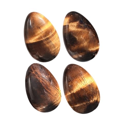 Rockcloud Pack of 4 Polished Egg Stone Pocket Stone Worry Stone Healing Crystal for Home Office Table Decor, Tiger Eye's Stone
