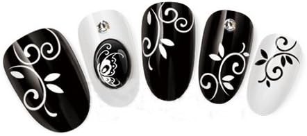 Ottery 1 Pcs Nail Stickers Metallic Black-white Script Weirl Dragonfly/Butterfly Nail Tattoo Nail Decals Water Transfer Nail Tips Nail Art Decoration