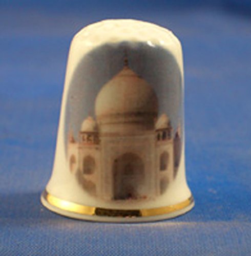 Porcelain China Collectable Thimble - Taj Mahal India with Free Gift Box