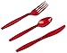 Juvale Silverware Set - 96-Piece Red Plastic Serves 32 - Disposable Utensils & Party Cutlery - Durable Red Flatware for Events