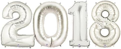Large Silver Number 2018 Balloons 40" will float with Helium