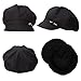 Ladies Linen/Cotton Newsboy Cabbie Beret Cap Black Hat Painter Caps for Women