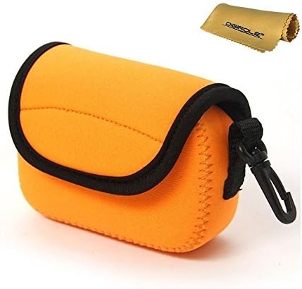 DigiRole Neoprene Camera Case Bag with Carabiner for Sony Cyber‑shot DSC‑RX100 V, DSC-RX100M IV, DSC-RX100 III Digital Cameras, Sony RX100 V case (Orange)