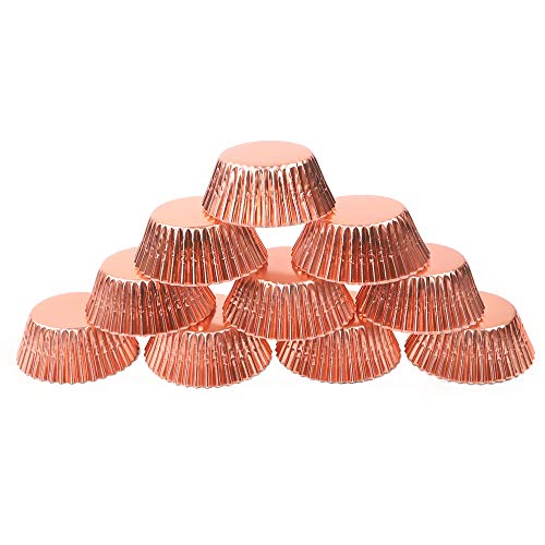 BAKHUK 330pcs Standard Rose Gold Cupcake Liners and Heart Cupcake Toppers, Foil Cupcake Wrappers for Baby Shower Wedding Party Decoration