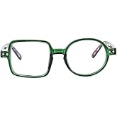 ICARA Personality Square Round Reading Glasses for Men Women,Computer Glasses Anti UV Readers