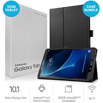 Samsung Galaxy Tab A SM-T580 10.1-Inch Touchscreen 32 GB Tablet (2 GB Ram, Wi-Fi, Android OS, Black) International Version Bundle with Case, Screen Protector, Stylus and 32GB microSD Card