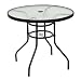 Tangkula 32" Outdoor Patio Table Round Steel Frame Tempered Glass Top Commercial Party Event Furniture Conversation Coffee Table for Backyard Lawn Balcony Pool with Umbrella Hole primary