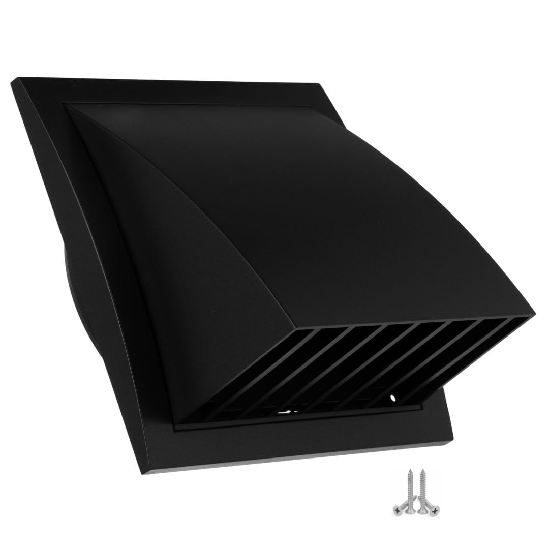 Ø 150mm / 6 inch Anthracite Plastic Cowled Ventilation Grille - Air Vent Cover with Backdraught Shutter/Gravity Flap - External Grille with Round Spigot