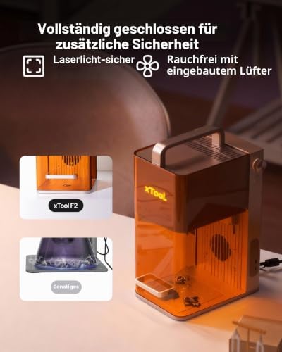 F2 Dual-Laser Graviermaschine, Nur für Gewerbe – 6000 mm/s Lasergravierer mit 50MP Kamera, Desktop-Laser für 3D-Relief & Metall-Farbgravur