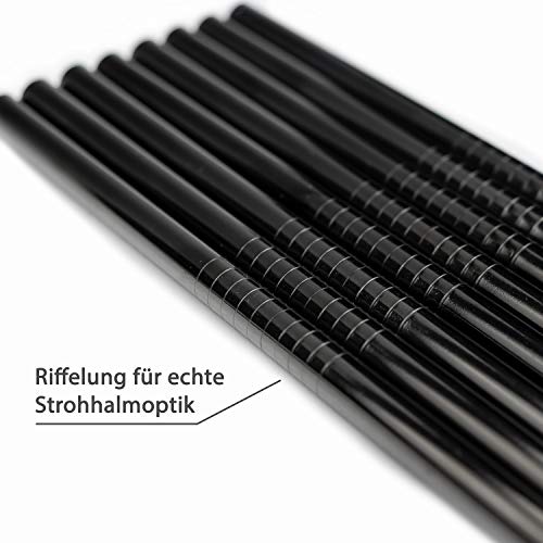 PURITY Edelstahl Strohhalme Schwarz - 15 cm kurze, extra breite Metall Trinkhalme - 8er Set + 2 Reinigungsbürsten… – Bild 6