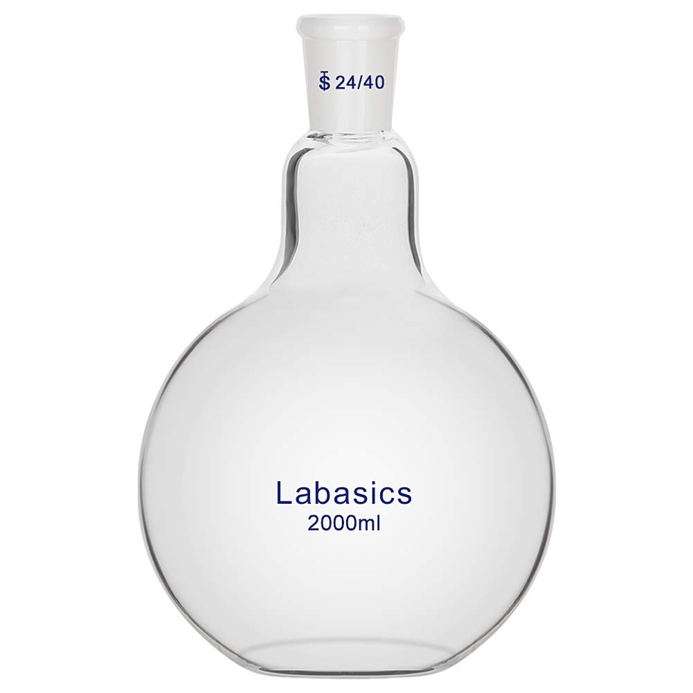 Labasics Glass 2000ml Single Neck Flat Bottom Boiling Flask, with 24/40 Standard Taper Outer Joint (2000ml)