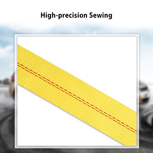 Jaketen Tow Dolly Straps - Car Dolly Straps with Flat Hook (2200 lbs Working Capacity) - 2 Pack Essential Vehicle Adjustable Tow Dolly Basket Strap Fits Most 14-17" Tires (Yellow)