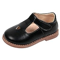 WUIWUIYU Girls Oxfords Shoes T-Strap Casual Walking School Uniform Dress Princess Mary Jane Flats Black US Size 8 M