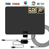 HDTV Antenna - Digital HD TV Antenna 60-90Miles Range Compatible 4K 1080P Free TV Channels Powerful Detachable Amplifier Signal Booster,Longer Coax Cable