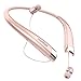 ZEAKOC Bluetooth Headphones Retractable Wireless Headset Neckband Stereo Earbuds Dual In Ear Sweatproof Noise Cancelling Earphone-Rose Gold