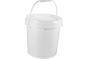 WOONEKY 10 Liter Paint Bucket with Lid and Handle, White Hdpe Mixing Container for Outdoor Painting