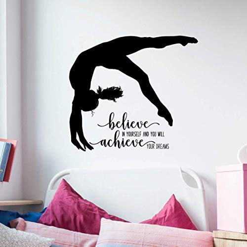 Gymnastics Quote Wall Decal, Dance Studio Decor, Gymnast Vinyl Sticker, 36"X32" Black, Gymnast Gift - Thumbnail 2