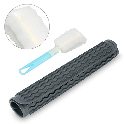 Silicon Dish Drying Mats with Grips Botter Brush, 16'' X 12'' Non Slip Dish Mats, Heat Resistant Countertop Protection Trivet, Dishwasher Safe - BPA Free (L, Gray)