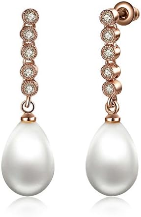 Aretes Platinum Plated Long Earrings for Women with Pearls & Crystals (Gold) AR0013