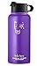 Swig Savvy Sports Water Bottle, Vacuum Insulated Stainless steel, Double Wall, Wide mouth 2 Leakproof Lids, Storage Sleeve - 32oz (Purple)