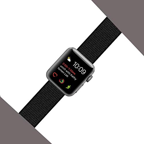 iSmarten Compatible for Apple Watch Band 38mm 42mm, Soft Nylon Sport Loop, with Hook and Loop Fastener Replacement Band Compatible for iWatch Series 1/2/3(Dark Black) (42 mm)