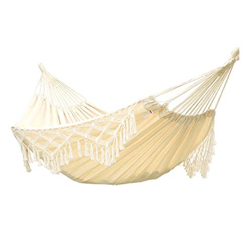 Hammocks Outdoor Fringed Chair Child Adult Swing Cotton Hemp Double Swing Home Double Outdoor Swing (Color : White, Size : 150200 cm)
