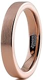 Charming Jewelers Tungsten Wedding Band Ring 4mm for Men Women Comfort Fit 18K Rose Gold Plated Plated Pipe Cut Flat Brushed Polished