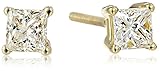 IGI-Certified 14k Yellow Gold Princess Diamond Stud