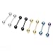 JOVIVI 8pc 16G Mix-color Stainless Steel 5mm Ball Barbell Piercing Jewelry Nipple Rings 1/2
