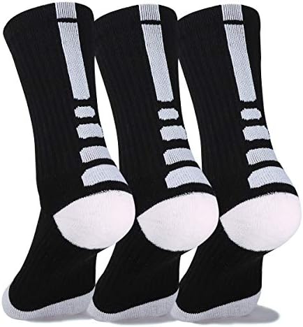 DISILE Elite Basketball Socks, Cushioned Dri-Fit Athletic Crew Socks - Thick Sports Socks For Men & Women