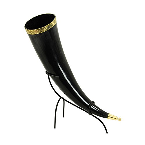 Drinking Horn with Knotwork brass collar and terminal