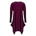Women Asymmetrical Loose Long Sleeve Pockets Tunic Shirt Dress Purple L