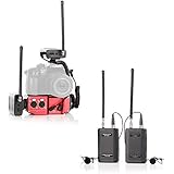 VHF Wireless Microphone System for Camera, Saramonic Bundle Lavalier Mic System Two Transmitters and Two Receivers with Audio Mixer SR-PAX2 for Interviewing DSLR Camcorder Audio Recorder Youtube Video