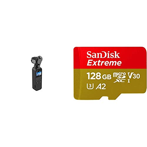 DJI Osmo Pocket - 3-Achsen Gimbal Stabilisator (Stabilizer mit integrierter Kamera) & SanDisk Extreme microSDXC UHS-I…