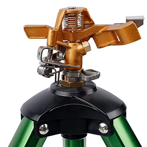 Biswing Impact Sprinkler Head on Tripod Base, Heavy Duty Lawn Sprinkler