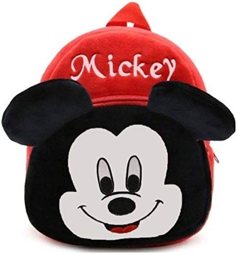 RVA Mickey Baby School Bag for Nursery Kids, Plush Bag - 40 cm (Red/Black)