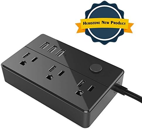 Herozone Portable Surge Protector Power Strip with 3 Outlet and 3 USB Charging Station, for Phone,Office, Travel, TV,Transformers, Power Bank