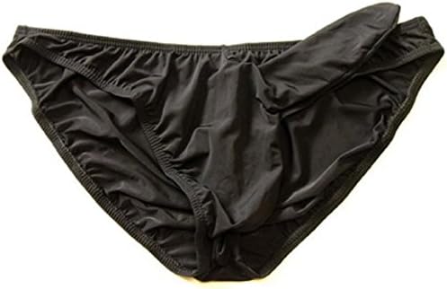 WenMei Men's Sexy Elephant Nose Milk Silk G-String Pouch Thong Underwear (Black)