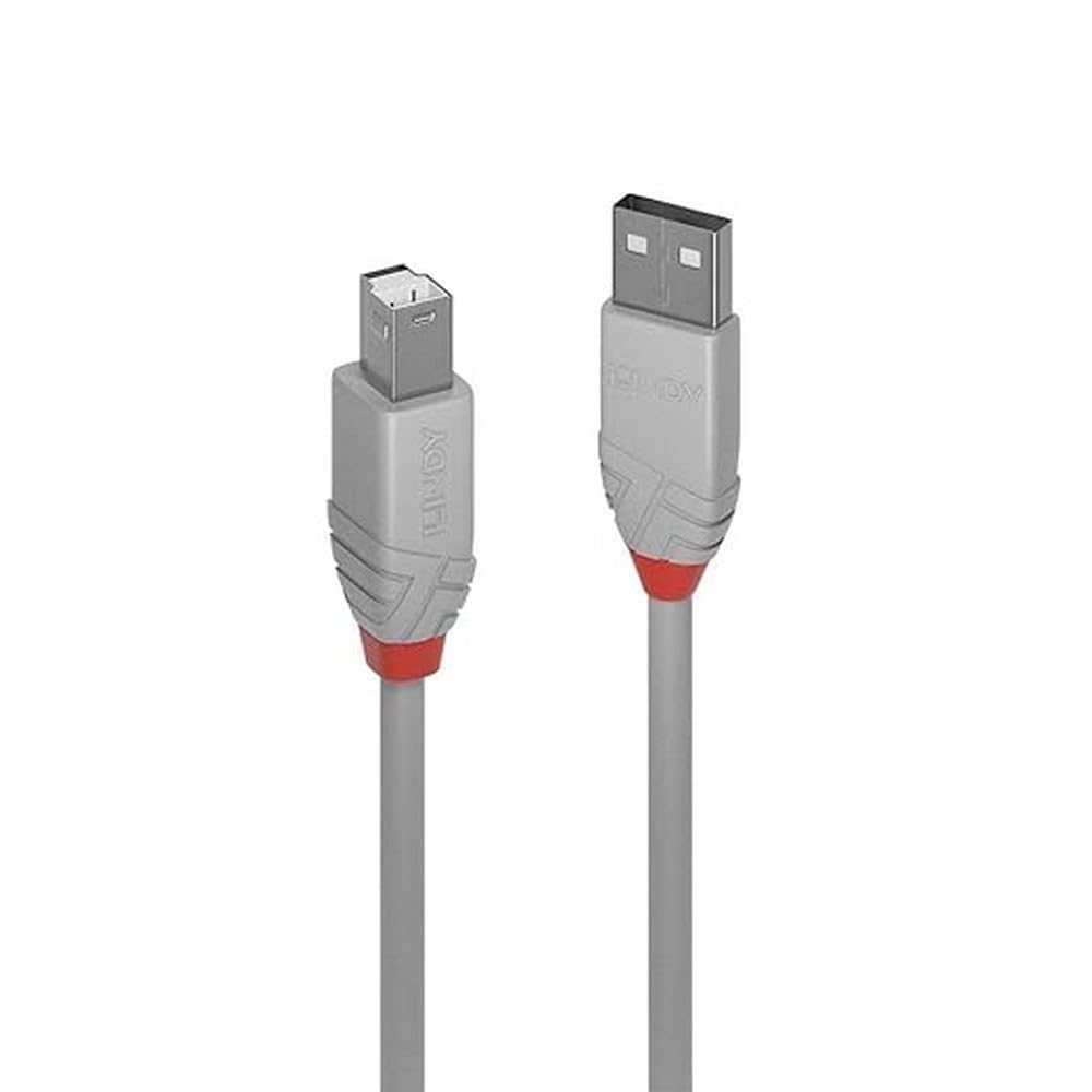 Lindy 1m USB 2.0 Type A to B Cable, Anthra Line, Grey