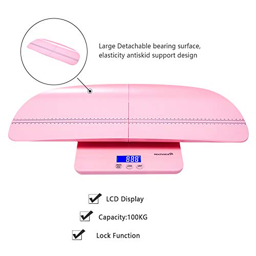 Hochoice Baby Scale Digital Pet Scale Multi-Function High Precision Electronic Scale, Infant Scale with Hold Function, 220 Pounds (lbs) Capacity, Accurate to 10g,Height Measurement Range 46-60cm-Pink - Thumbnail 2