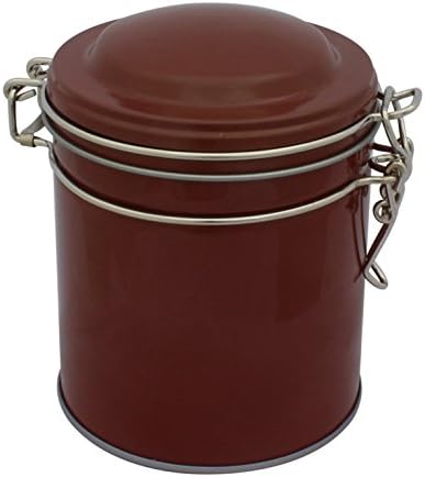 Tuscan Brown Micha Tea Tin Canister with Clip Closure - Airtight Tea Storage 4.5" Tall 150 g