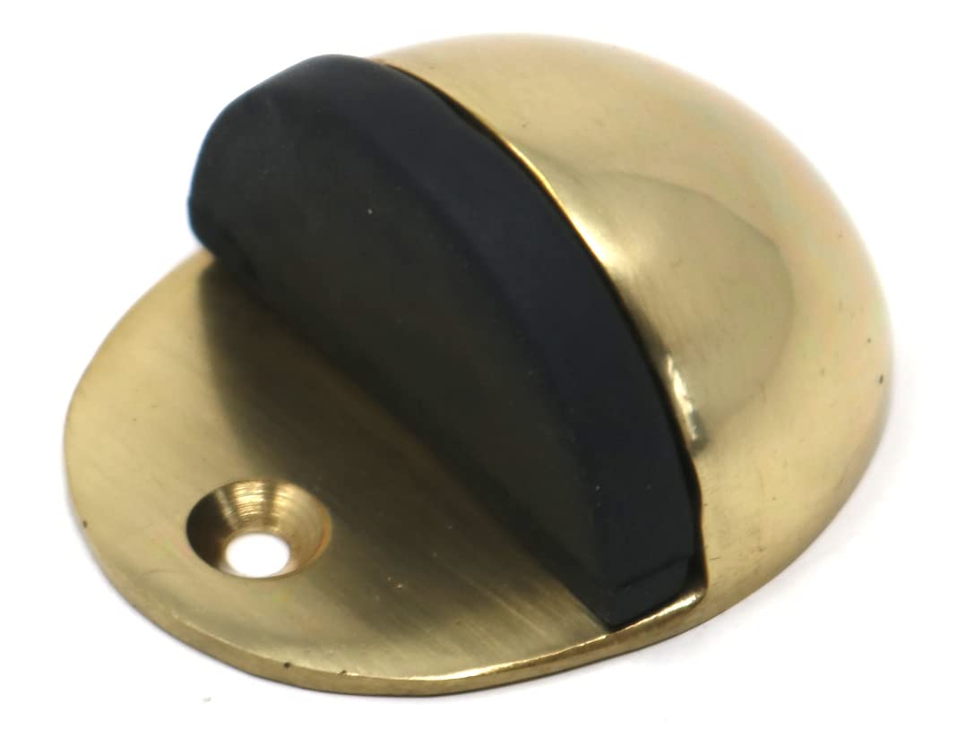 fiXte Solid Brass Oval Floor Mounted Half Moon Door Stop Stopper 50mm