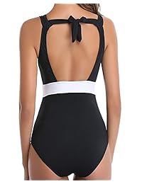 Holipick 1 pieza traje de baño para las damaes ver a través de la parte superior corte acolchado cuello en U monokini traje de baño
