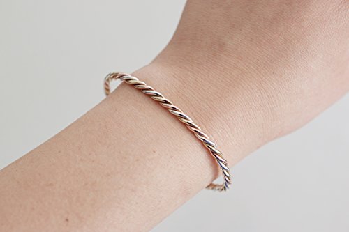 Mixed Metals Bracelet - Sterling Copper Brass Twisted Cuff