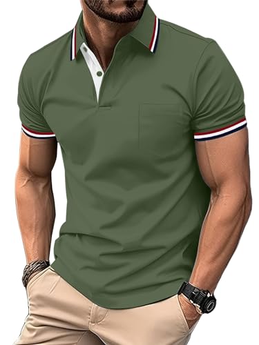 zitysport Polo Shirt Men's Short Sleeve Shirt Breathable Golf Polo Shirt Men Summer Shirts Sport Basic Slim Fit T-Shirt with Chest Pocket Polo Shirt
