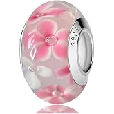 Handmade 925 Silver Murano Flower Bead Charms Fit Pandora Bracelets