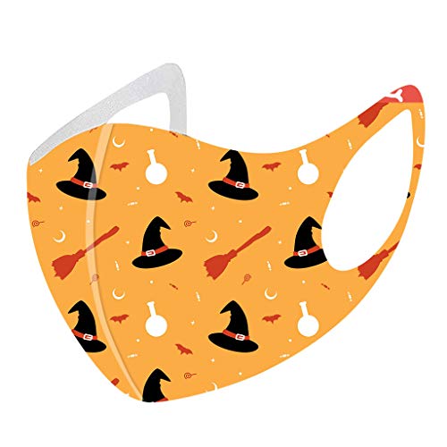 5 Pcs Fashion Halloween Cloth Fabric Facial Bandanas, Unisex Earloop 5 Printed Washable, Reusable (G,5PCS)