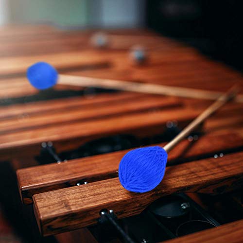 Marimba Mallets, Blue Sturdy Mushroom-Shaped Yarn Head Keyboard Musical Instruments Accessory Percussion Mallets with Fiberglass Handles for Beginners Marimba Playing - Thumbnail 2