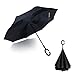Double Layer Wind Proof, Hippih UV Proof Reverse Folding Inverted Umbrella Travel Umbrella with C Shape Handle and Carrying Bag